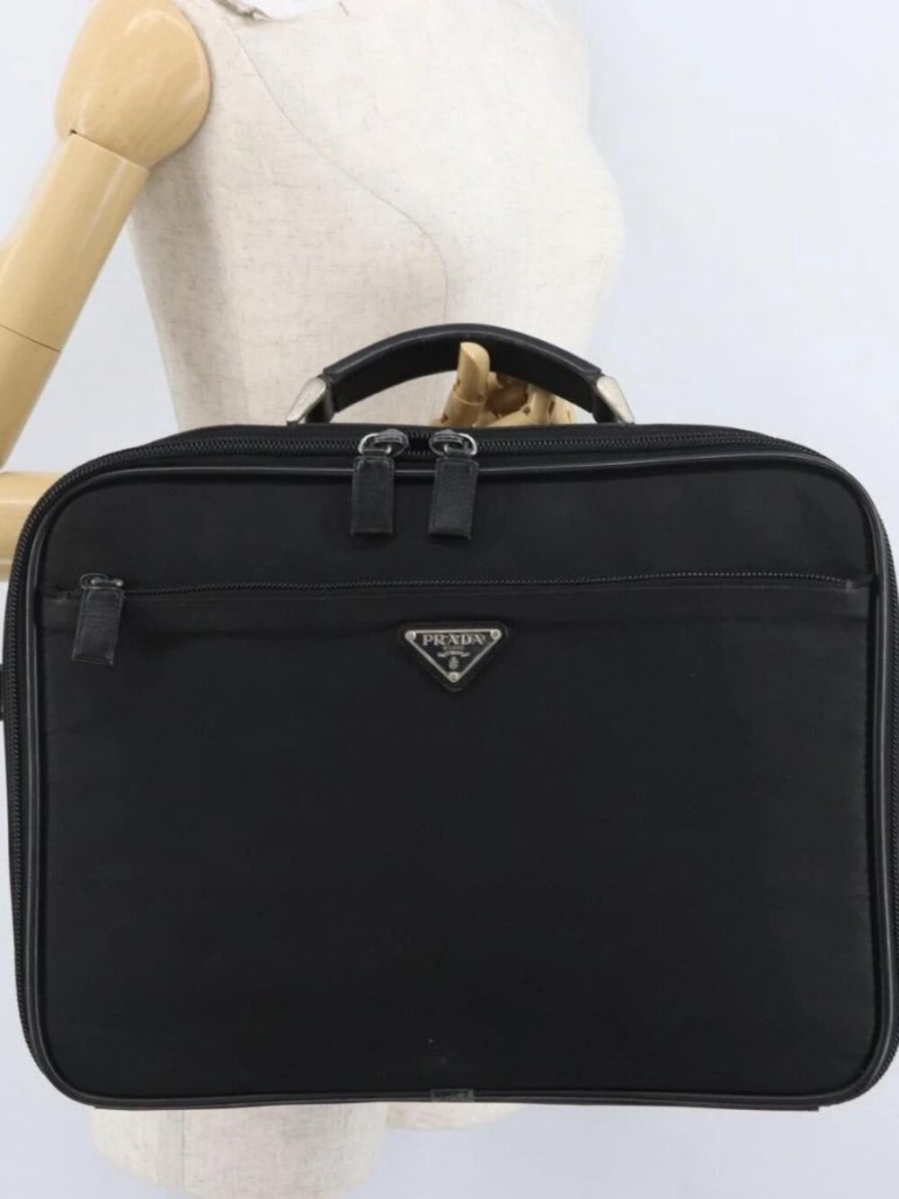 PRADA Hand Bag Nylon Black Silver Auth bs33447 - Picture 1 of 16